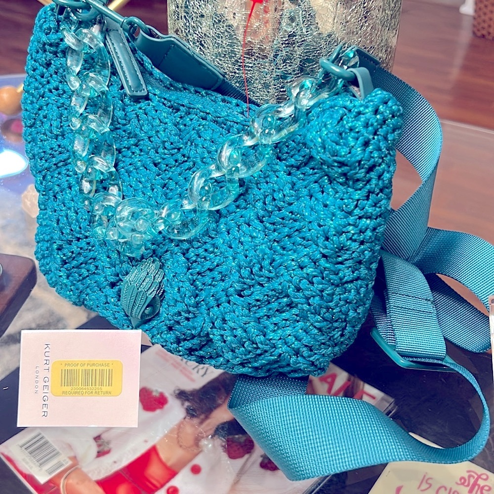 Kurt Geiger Blue Crochet Women's Bag, NWT - Picture 2 of 7
